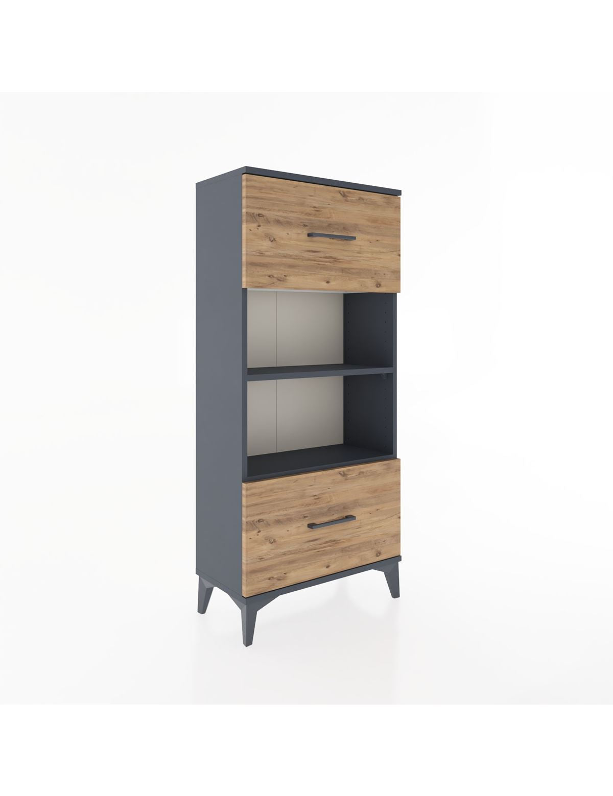 Hyperion Dolap 2 Raflı 2 Çekmeceli 60x44x134 Antrasit-Çam