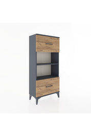 Hyperion Dolap 2 Raflı 2 Çekmeceli 60x44x134 Antrasit-Çam