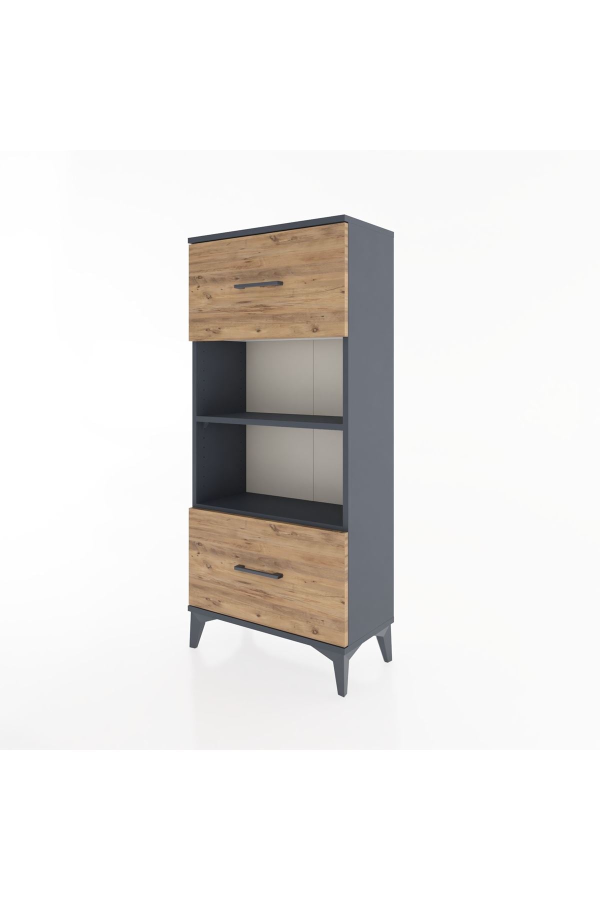 Hyperion Dolap 2 Raflı 2 Çekmeceli 60x44x134 Antrasit-Çam