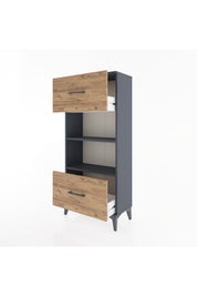 Hyperion Dolap 2 Raflı 2 Çekmeceli 60x44x134 Antrasit-Çam