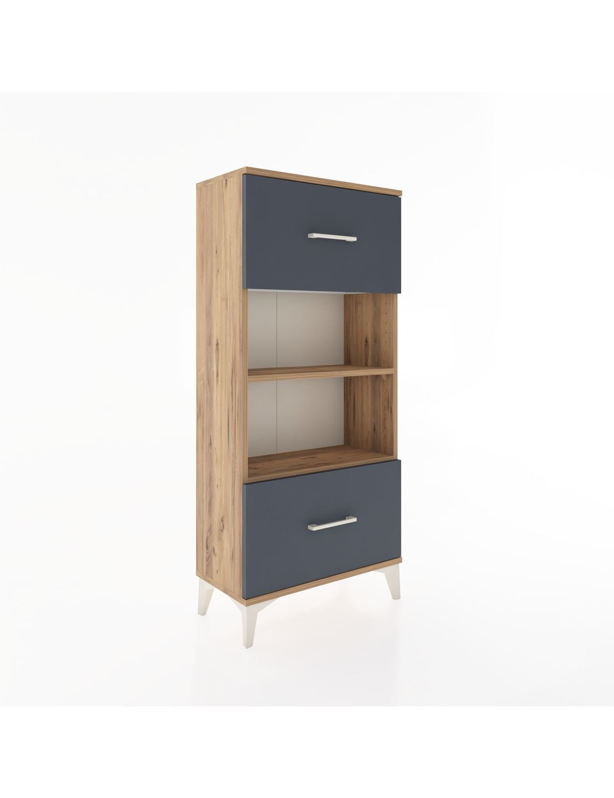 Hyperion Dolap 2 Raflı 2 Çekmeceli 60x44x134 Çam-Antrasit