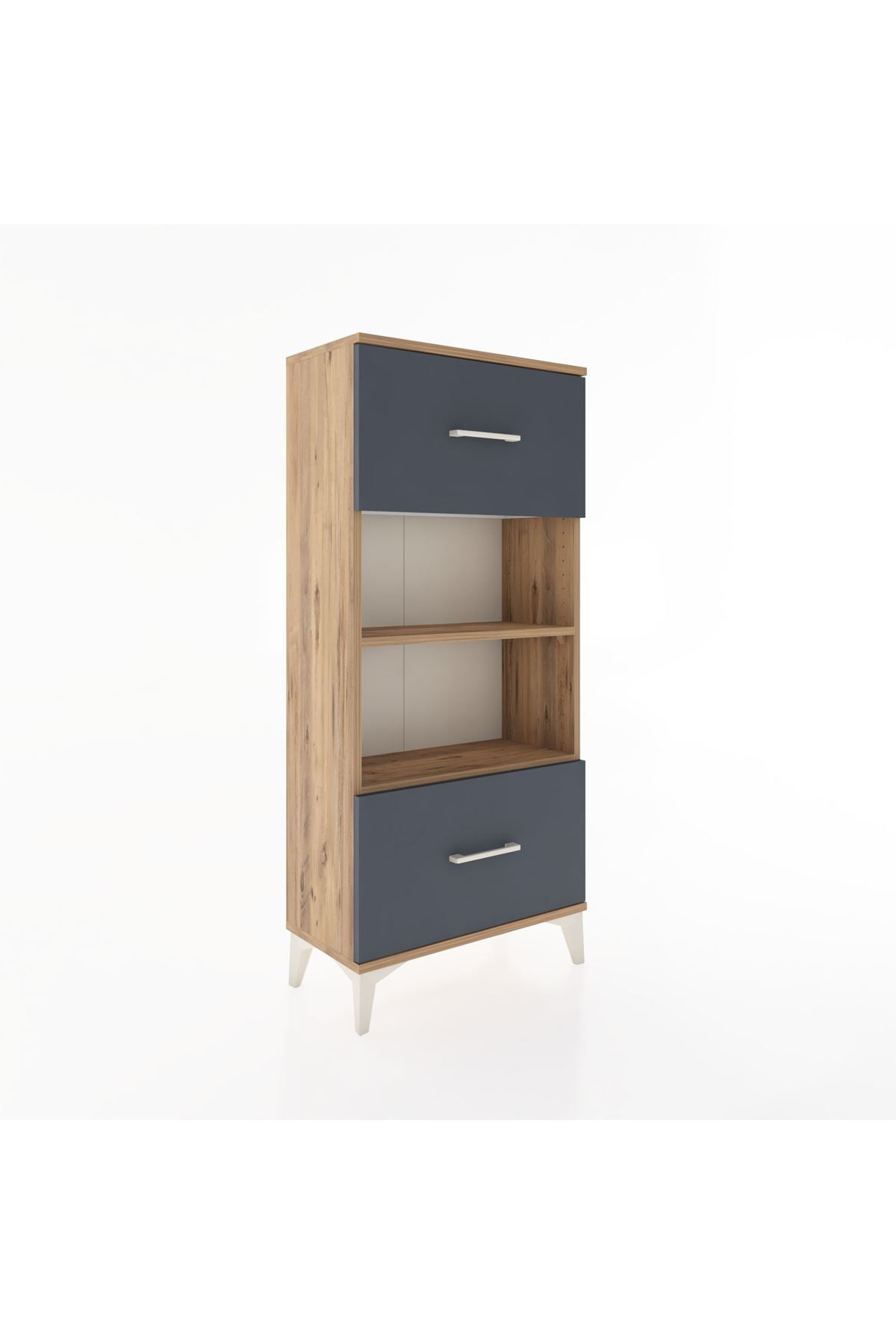 Hyperion Dolap 2 Raflı 2 Çekmeceli 60x44x134 Çam-Antrasit