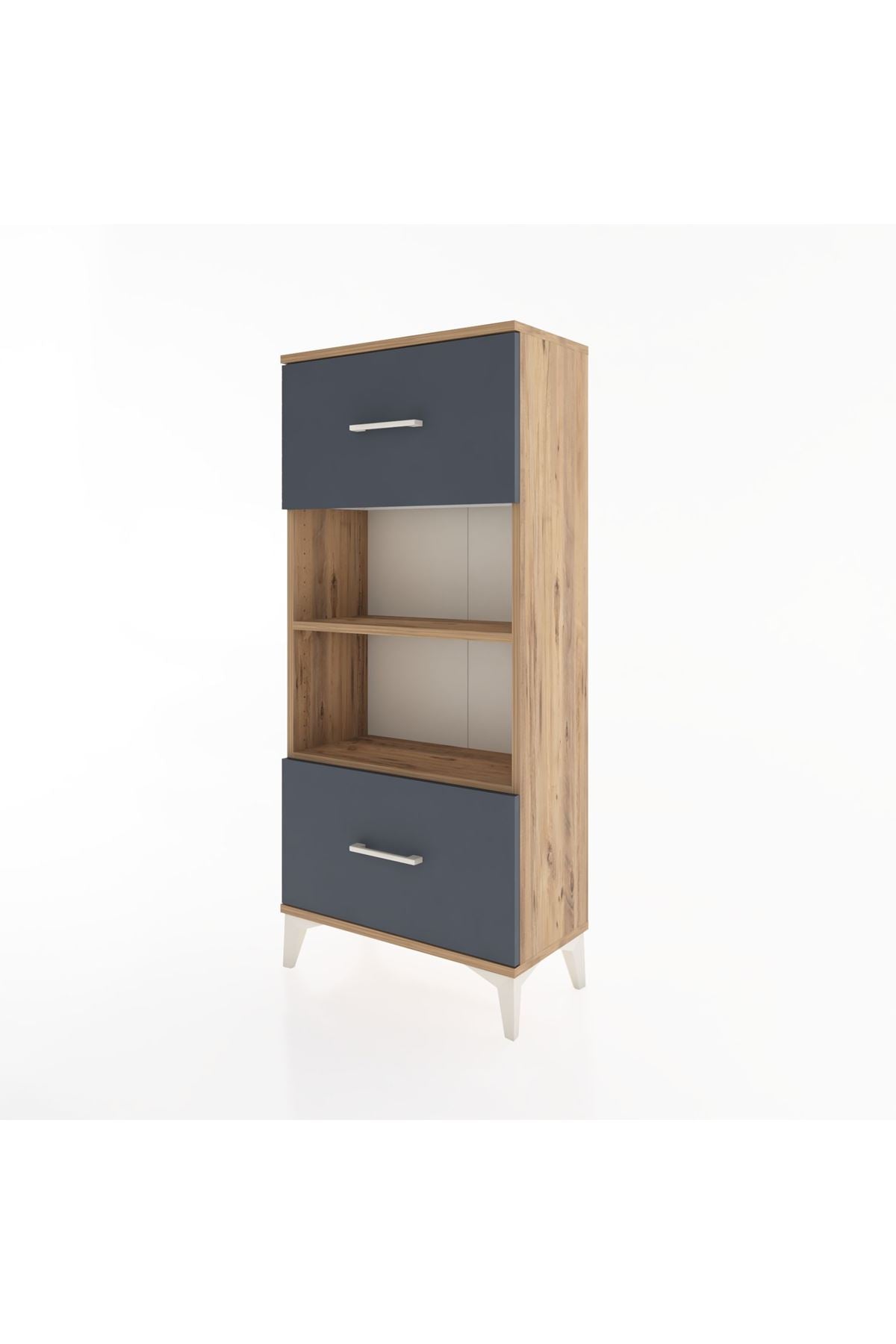 Hyperion Dolap 2 Raflı 2 Çekmeceli 60x44x134 Çam-Antrasit