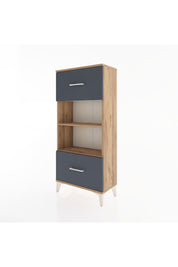 Hyperion Dolap 2 Raflı 2 Çekmeceli 60x44x134 Çam-Antrasit