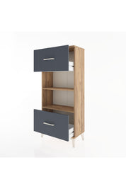 Hyperion Dolap 2 Raflı 2 Çekmeceli 60x44x134 Çam-Antrasit