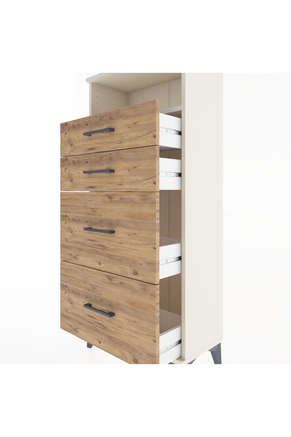 Hyperion Dolap Tek Raflı 4 Çekmeceli 60x44x134 - S50M034V3B