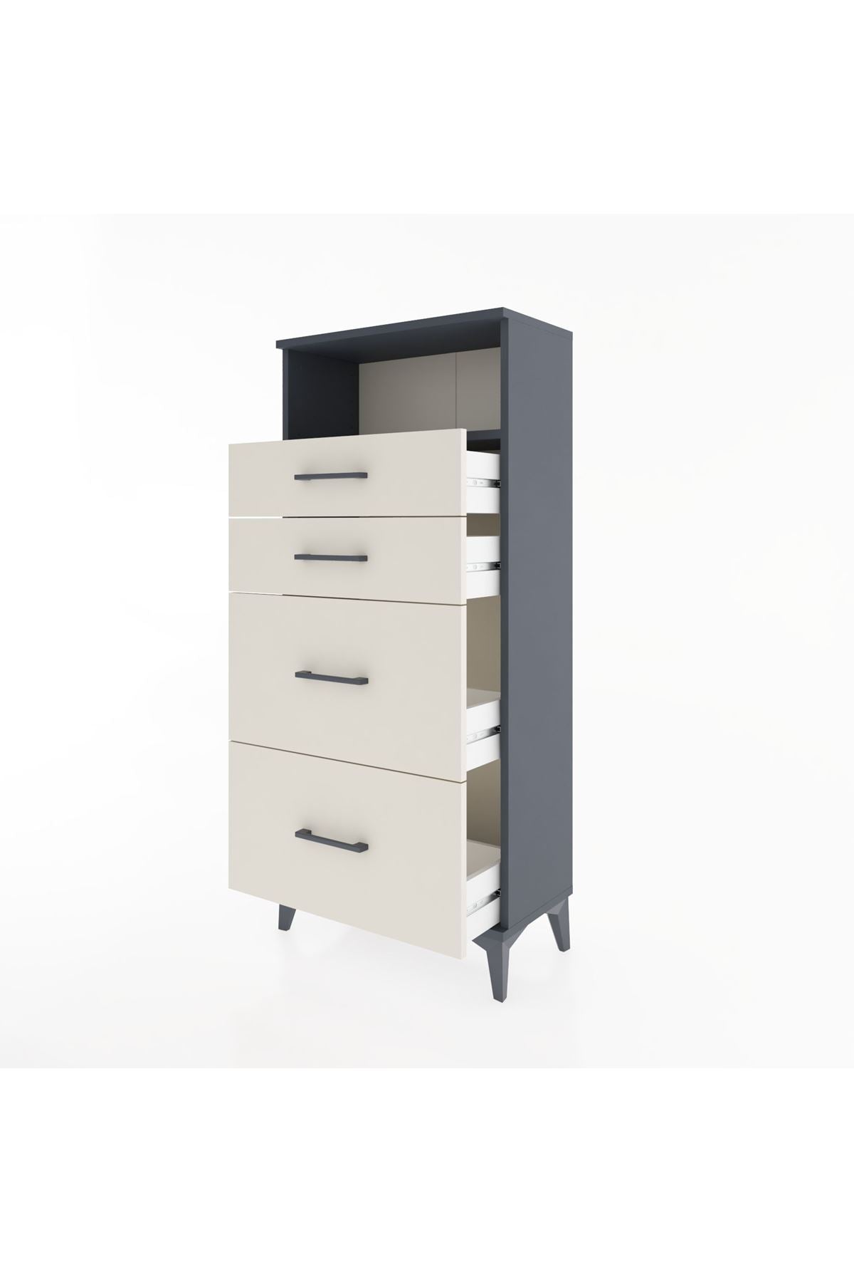 Hyperion Dolap Tek Raflı 4 Çekmeceli 60x44x134 - S50M034V4B