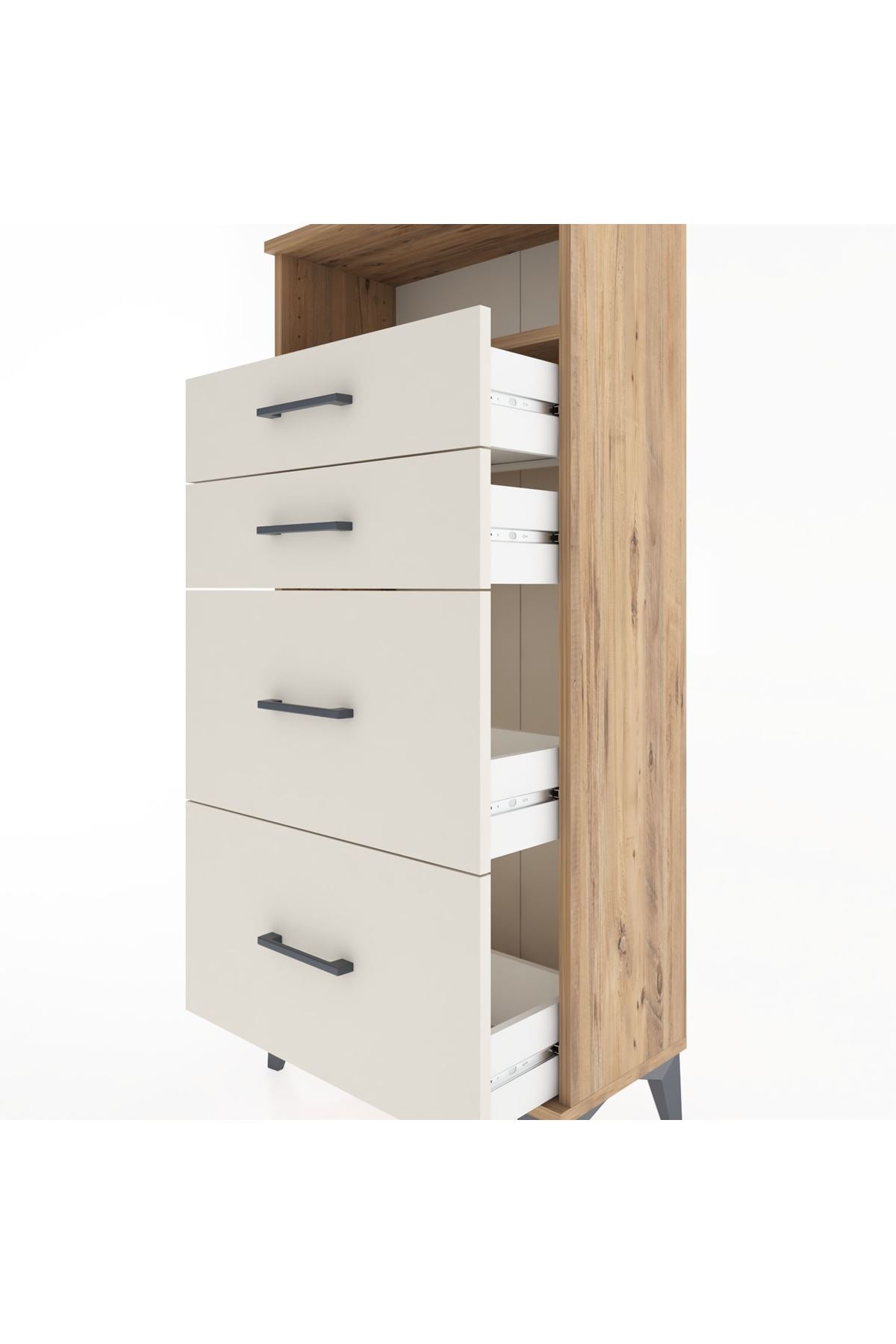 Hyperion Dolap Tek Raflı 4 Çekmeceli 60x44x134 - S50M034V7B