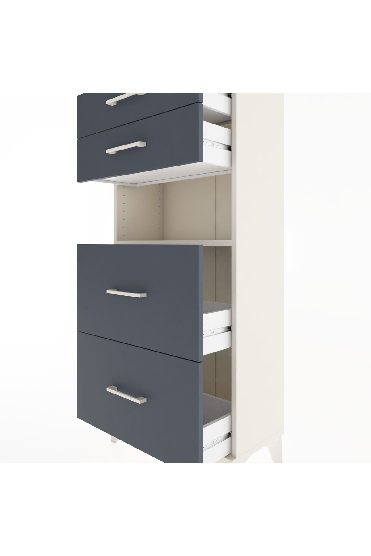 Hyperion Dolap Tek Raflı 4 Çekmeceli 60x44x134 - S50M035V2B