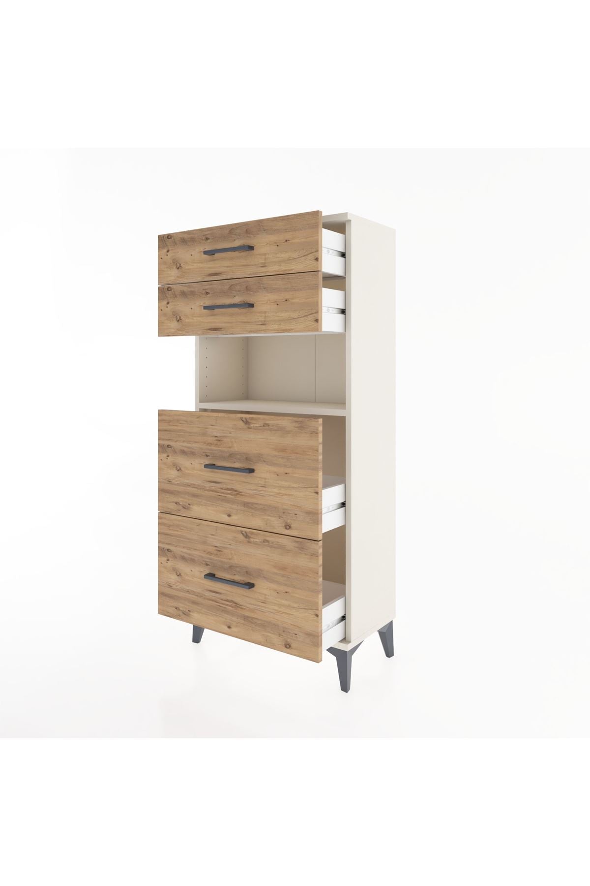 Hyperion Dolap Tek Raflı 4 Çekmeceli 60x44x134 - S50M035V3B