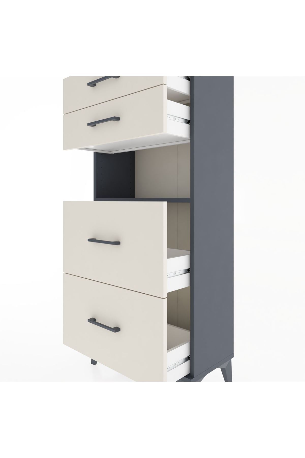 Hyperion Dolap Tek Raflı 4 Çekmeceli 60x44x134 - S50M035V4B