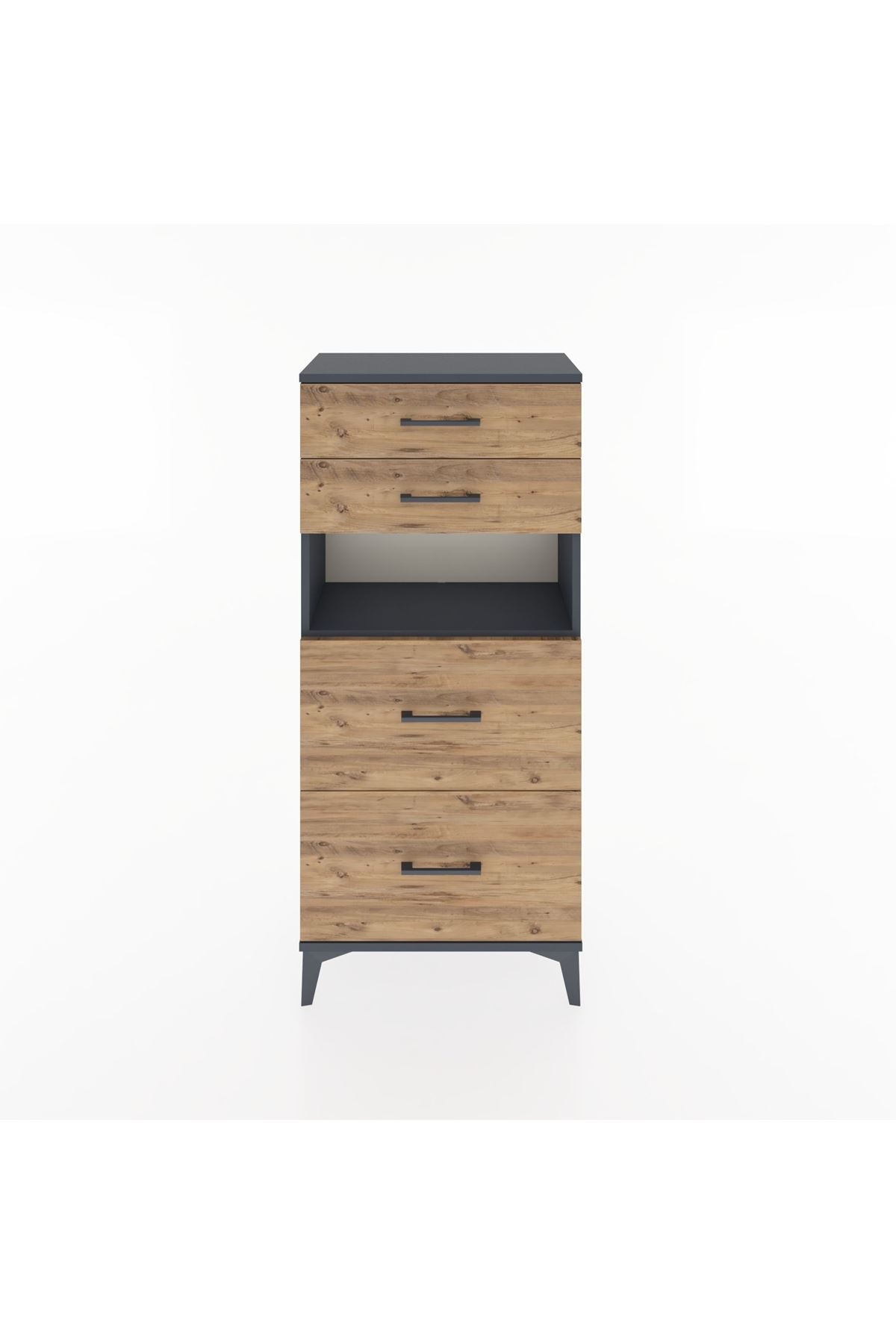 Hyperion Dolap Tek Raflı 4 Çekmeceli 60x44x134 - S50M035V6B