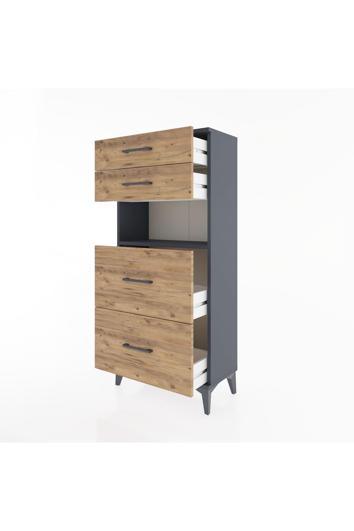 Hyperion Dolap Tek Raflı 4 Çekmeceli 60x44x134 - S50M035V6B