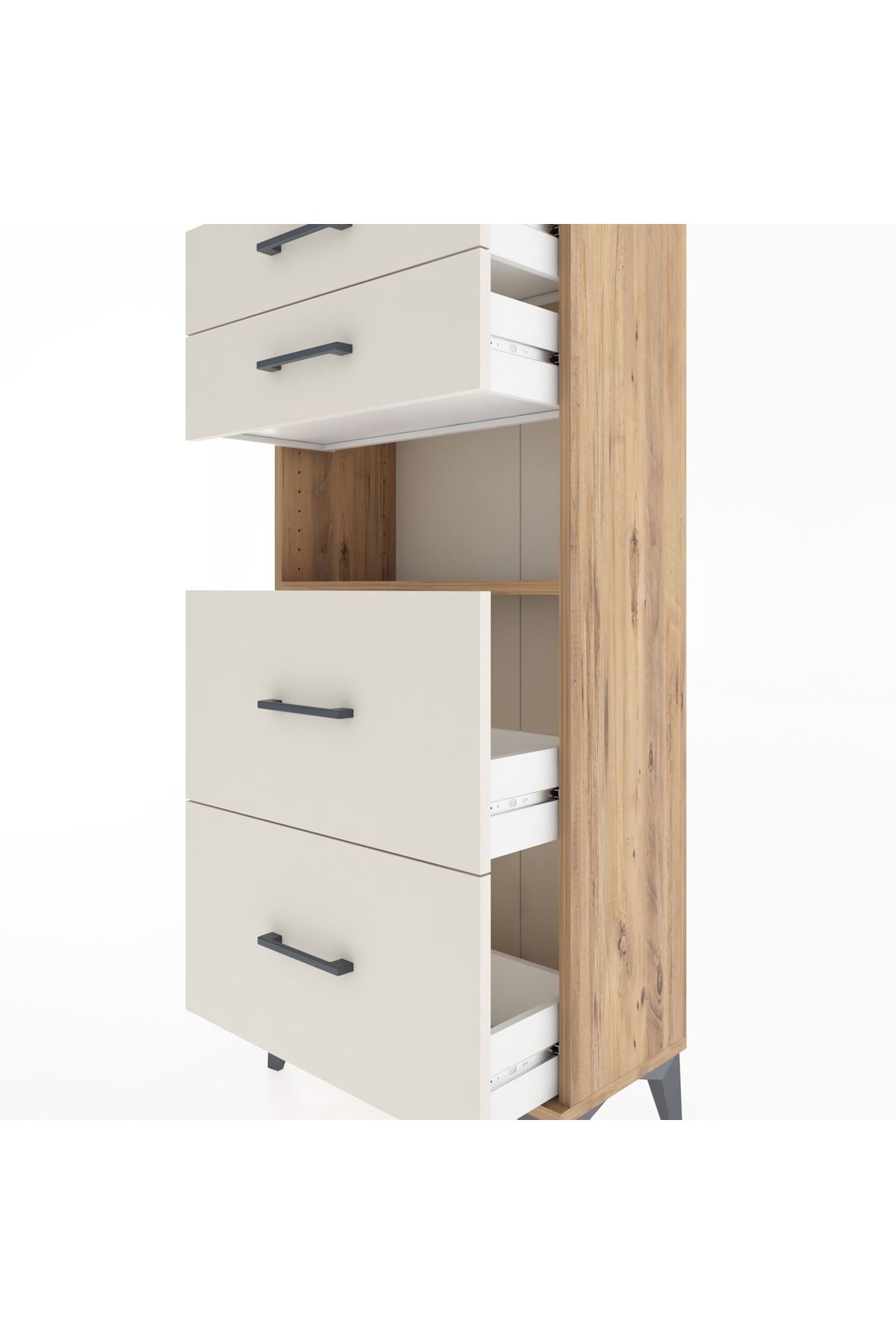 Hyperion Dolap Tek Raflı 4 Çekmeceli 60x44x134 - S50M035V7B