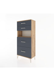 Hyperion Dolap Tek Raflı 4 Çekmeceli 60x44x134 - S50M035V8B
