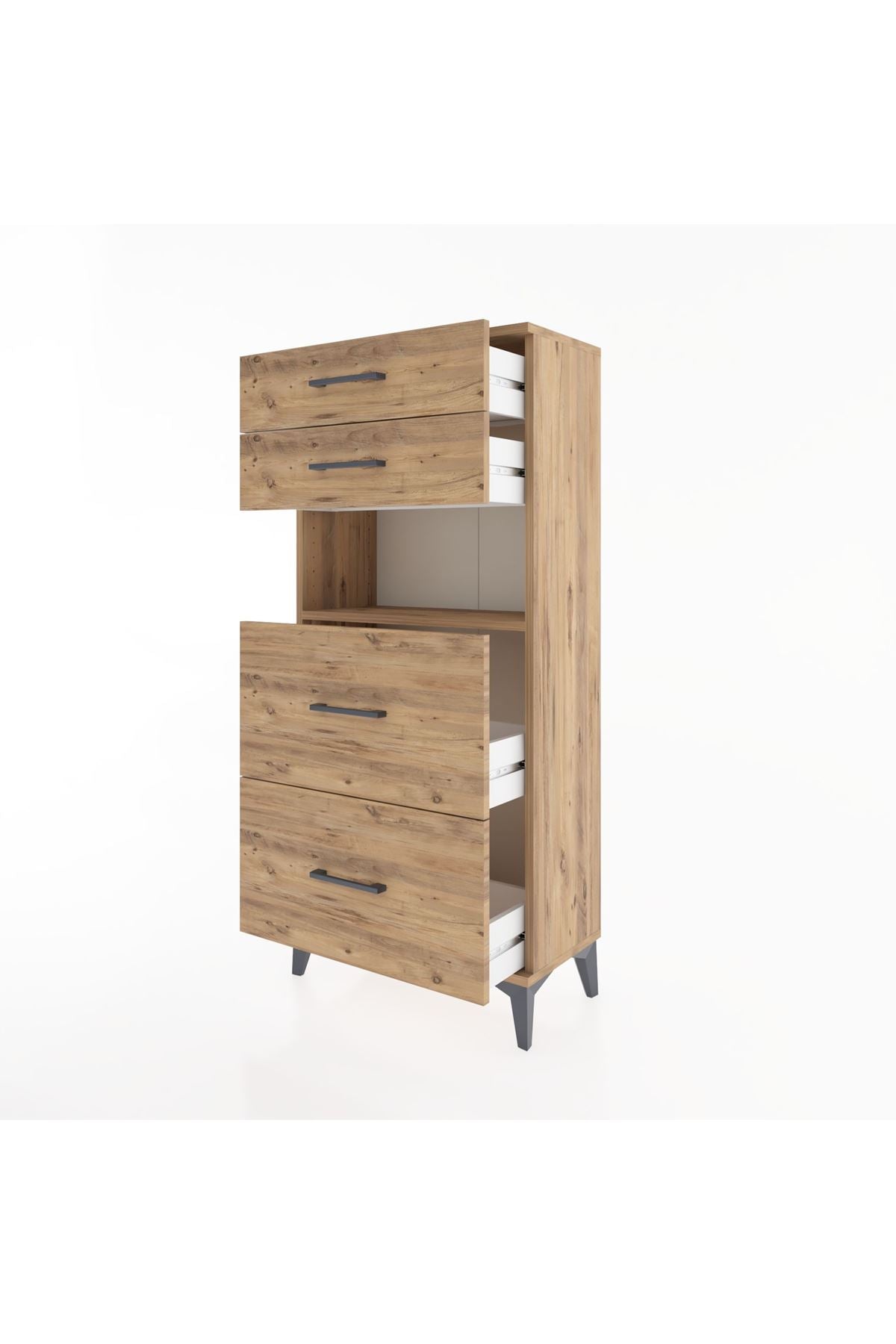 Hyperion Dolap Tek Raflı 4 Çekmeceli 60x44x134 - S50M035V9B