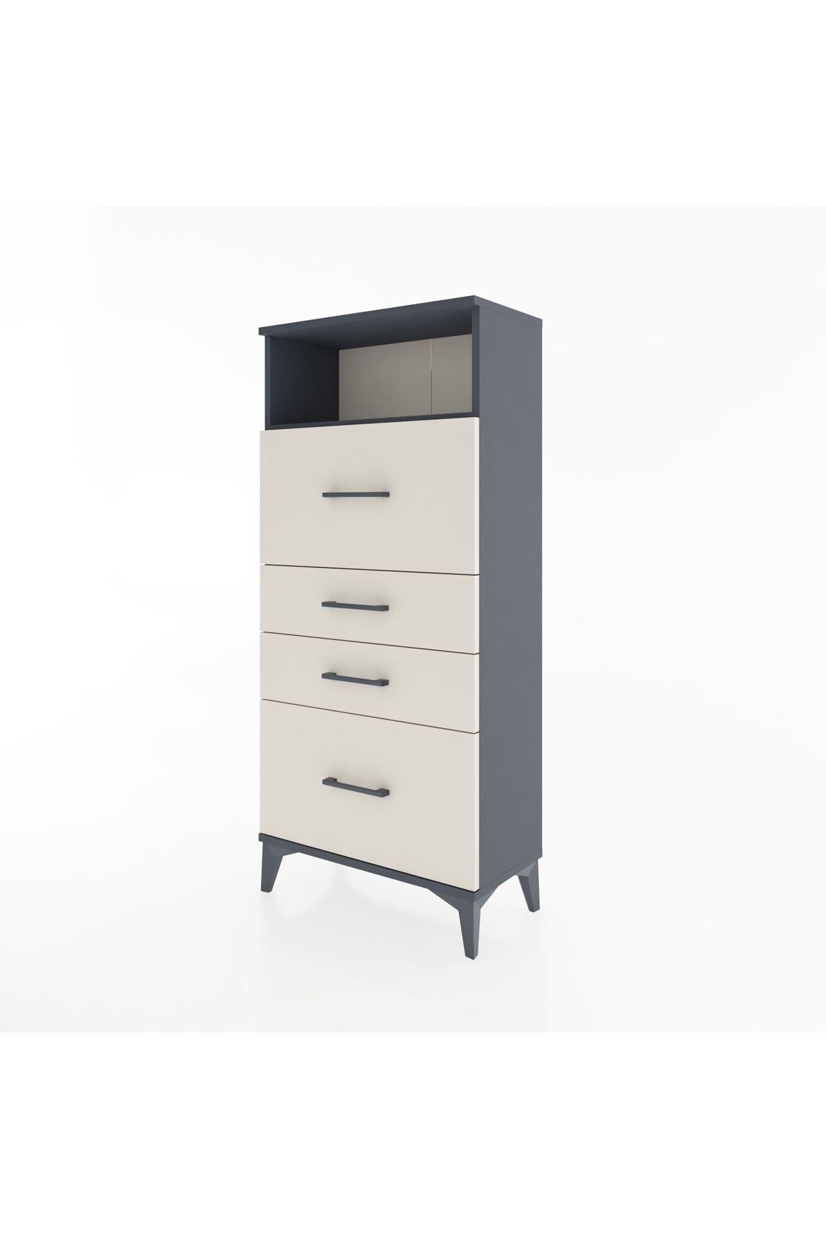Hyperion Dolap Tek Raflı 4 Çekmeceli 60x44x134 - S50M036V4B