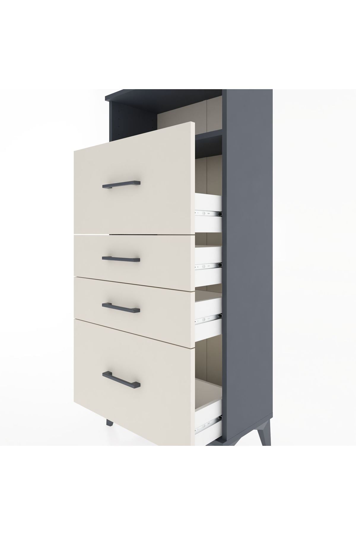 Hyperion Dolap Tek Raflı 4 Çekmeceli 60x44x134 - S50M036V4B