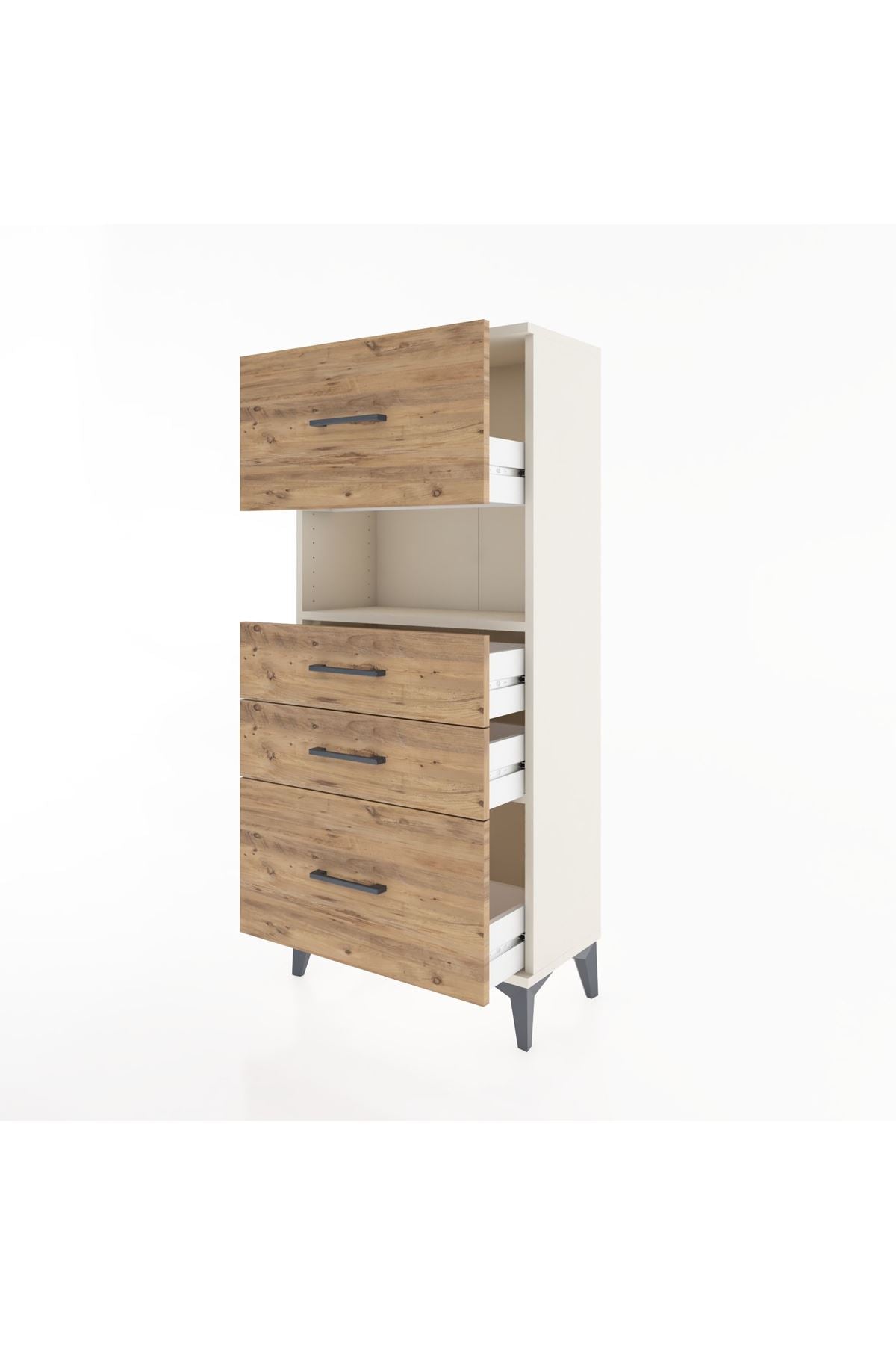 Hyperion Dolap Tek Raflı 4 Çekmeceli 60x44x134 - S50M037V3B