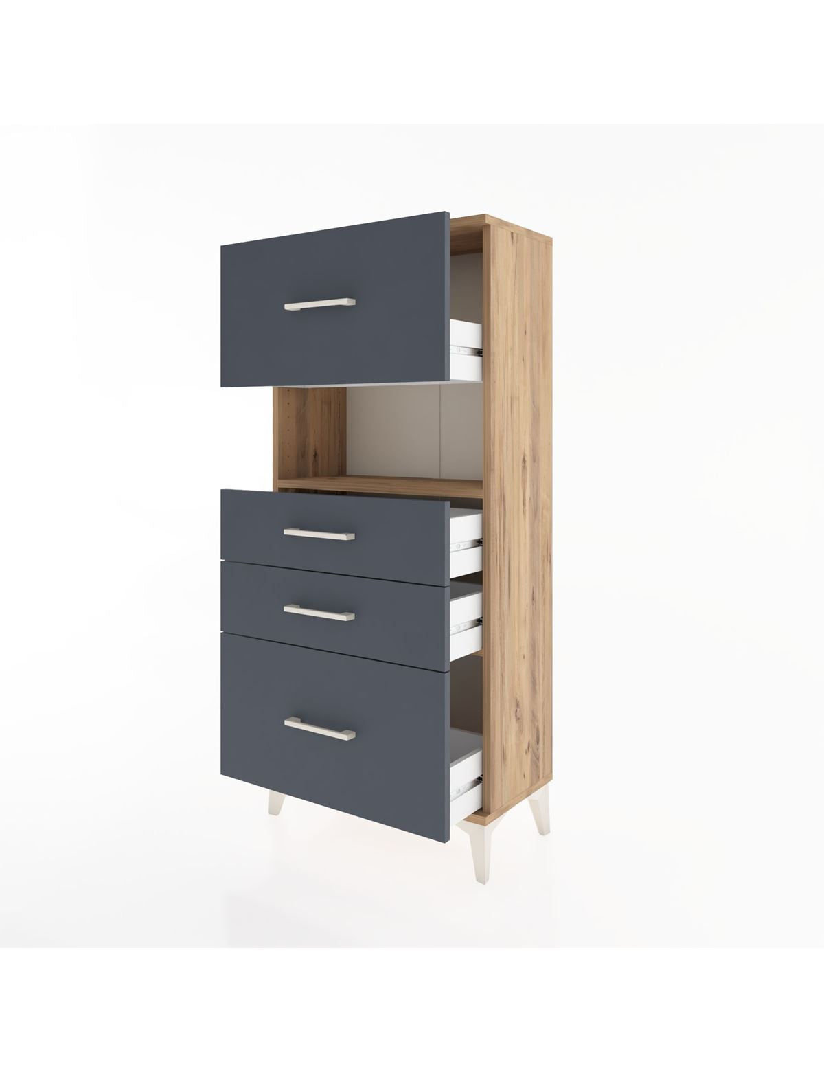 Hyperion Dolap Tek Raflı 4 Çekmeceli 60x44x134 - S50M037V8B