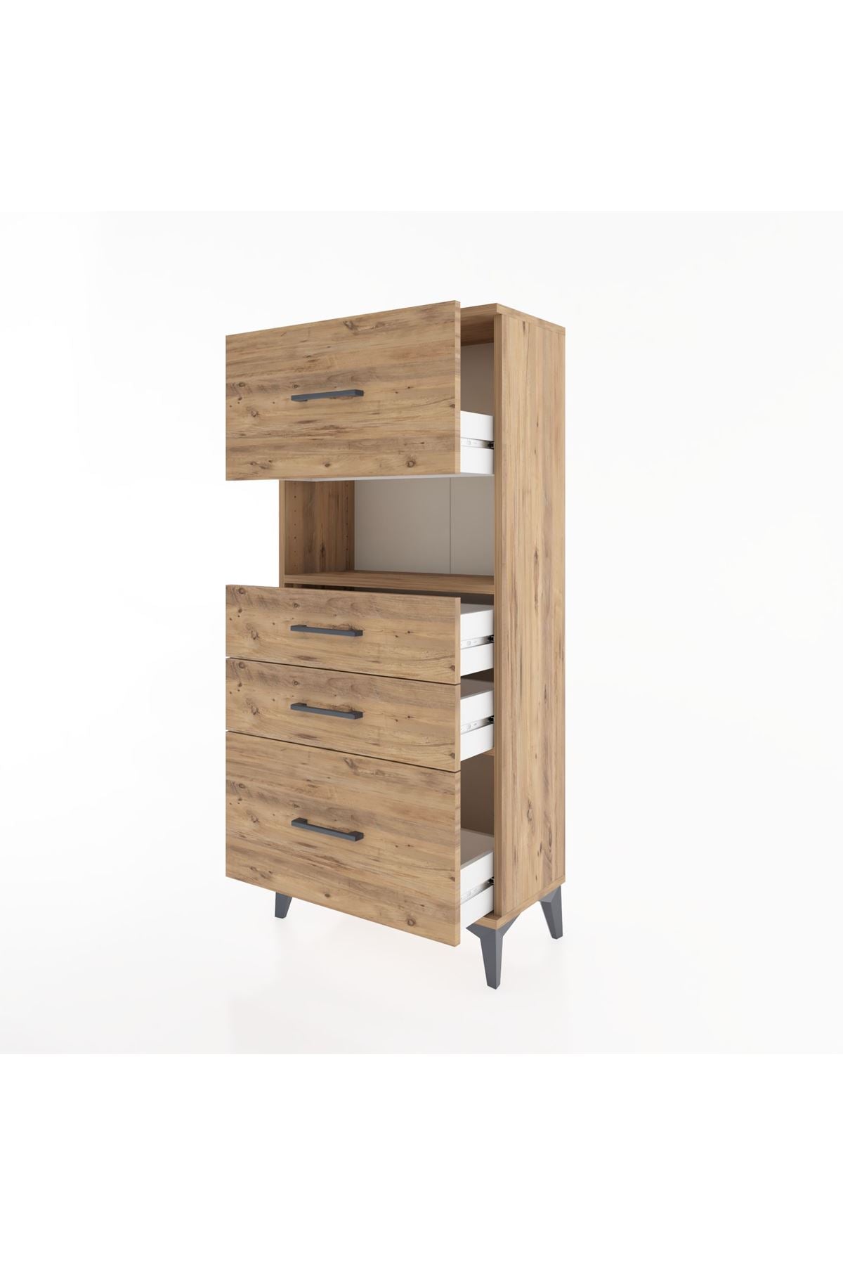 Hyperion Dolap Tek Raflı 4 Çekmeceli 60x44x134 - S50M037V9B