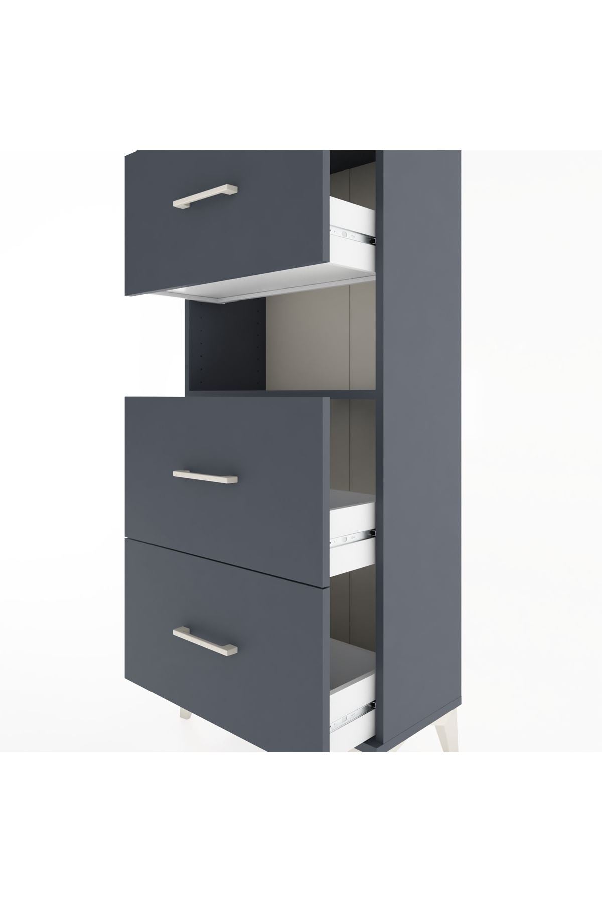 Hyperion Dolap Tek Raflı 3 Çekmeceli 60x44x134 - S50M039V5B