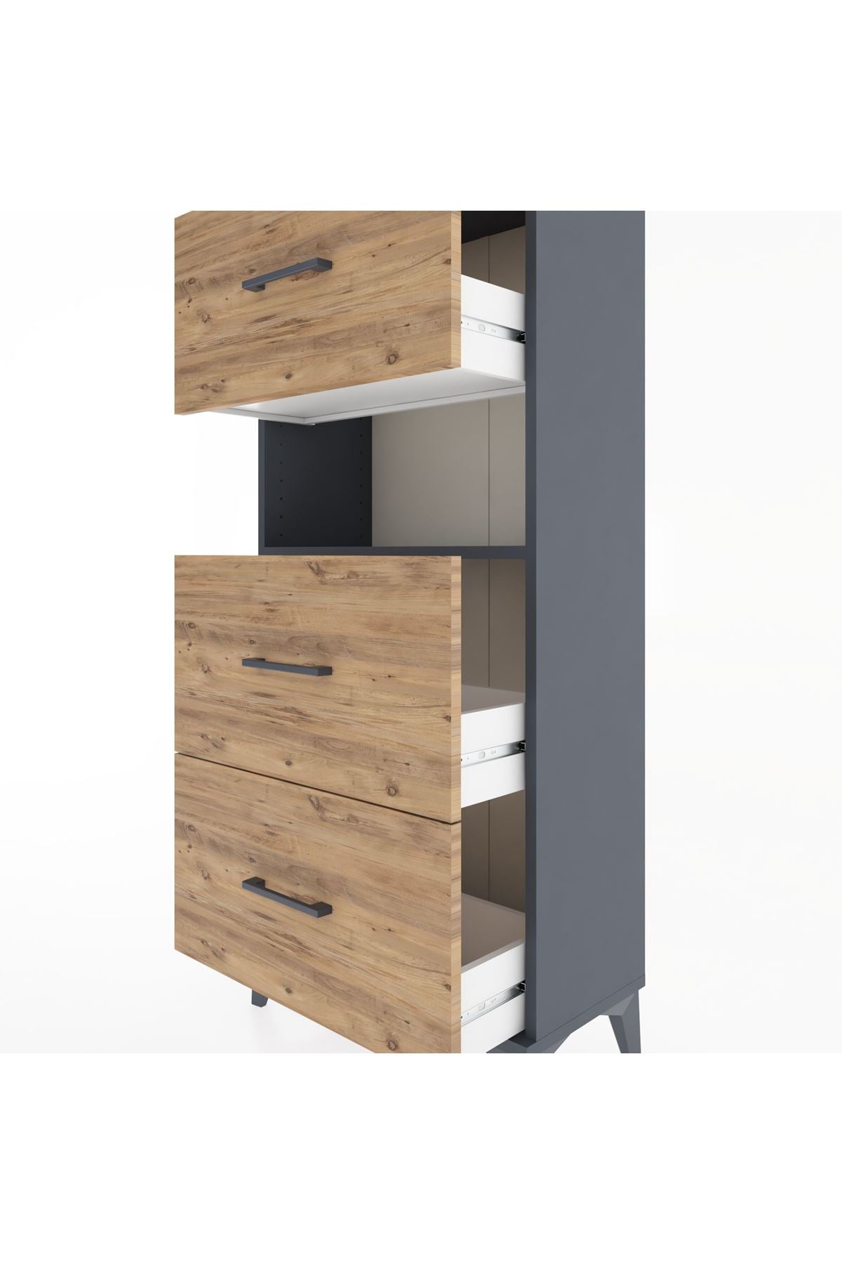 Hyperion Dolap Tek Raflı 3 Çekmeceli 60x44x134 - S50M039V6B