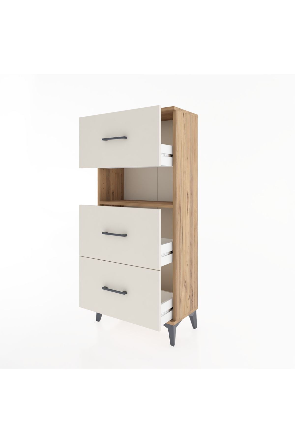 Hyperion Dolap Tek Raflı 3 Çekmeceli 60x44x134 - S50M039V7B