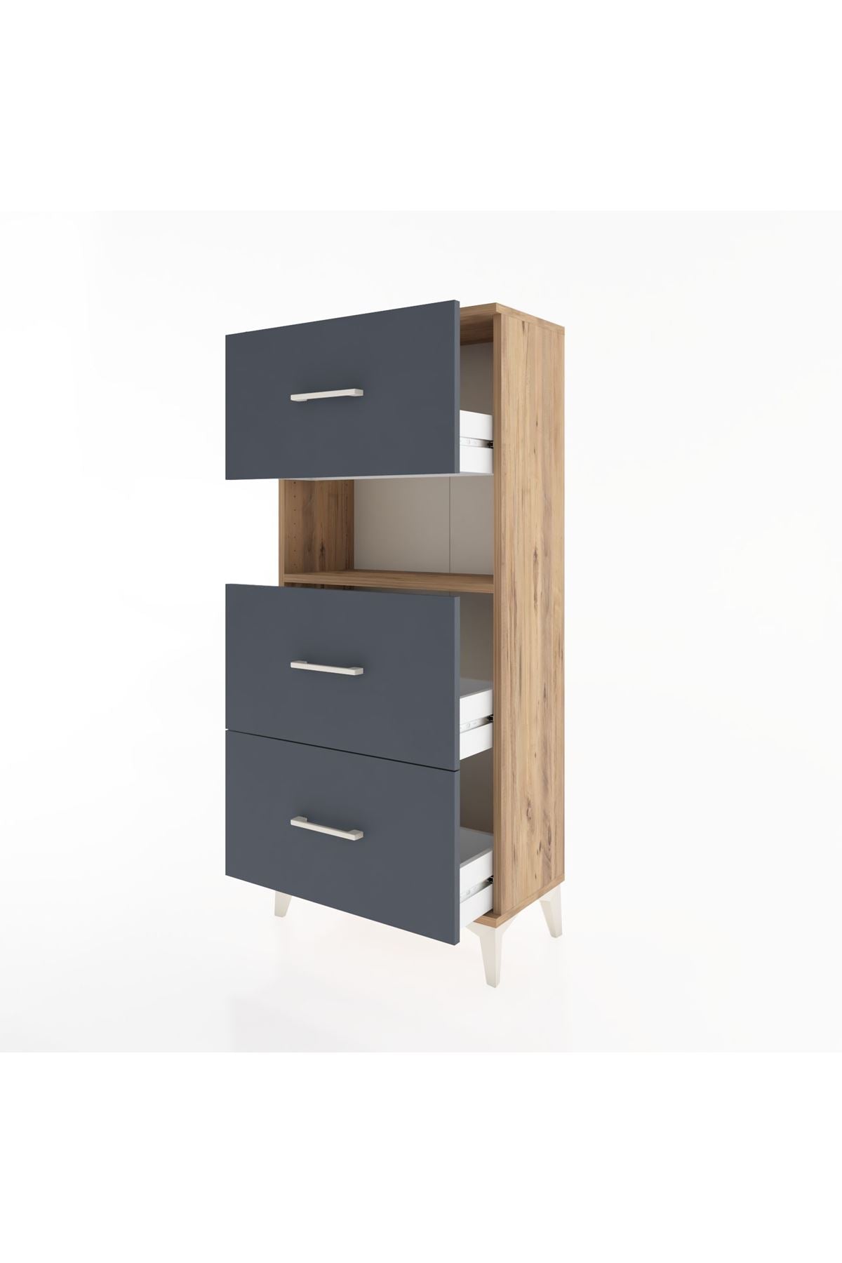 Hyperion Dolap Tek Raflı 3 Çekmeceli 60x44x134 - S50M039V8B