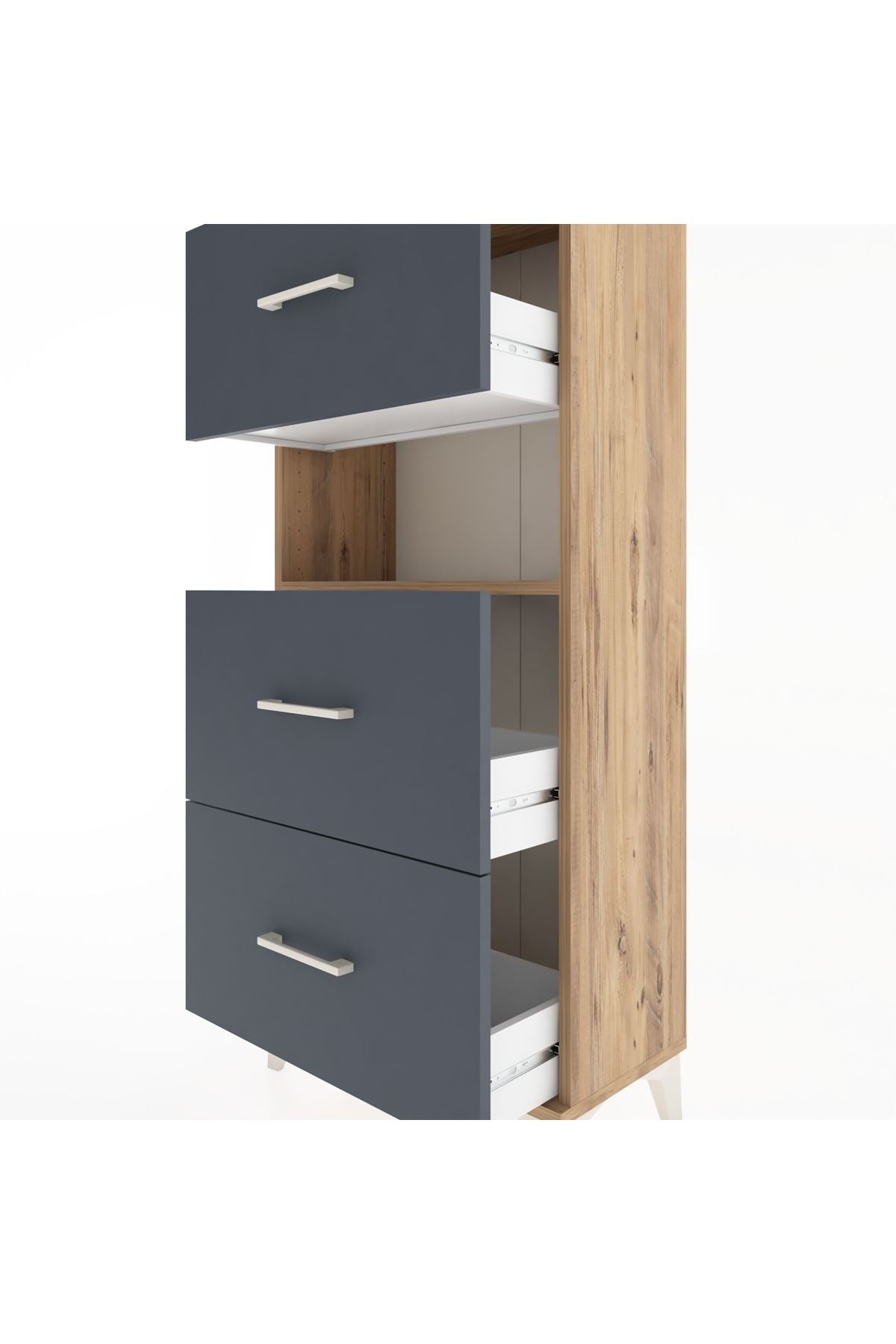 Hyperion Dolap Tek Raflı 3 Çekmeceli 60x44x134 - S50M039V8B