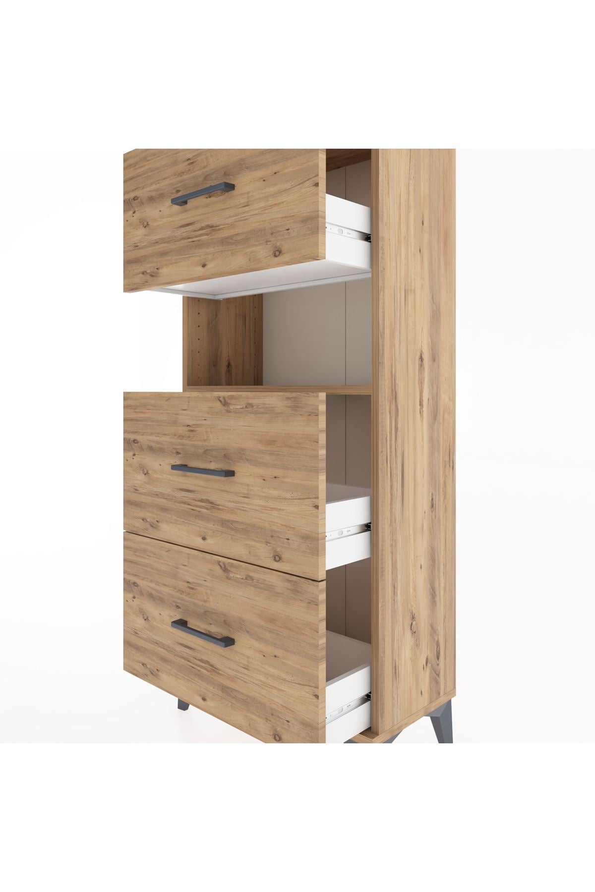 Hyperion Dolap Tek Raflı 3 Çekmeceli 60x44x134 - S50M039V9B