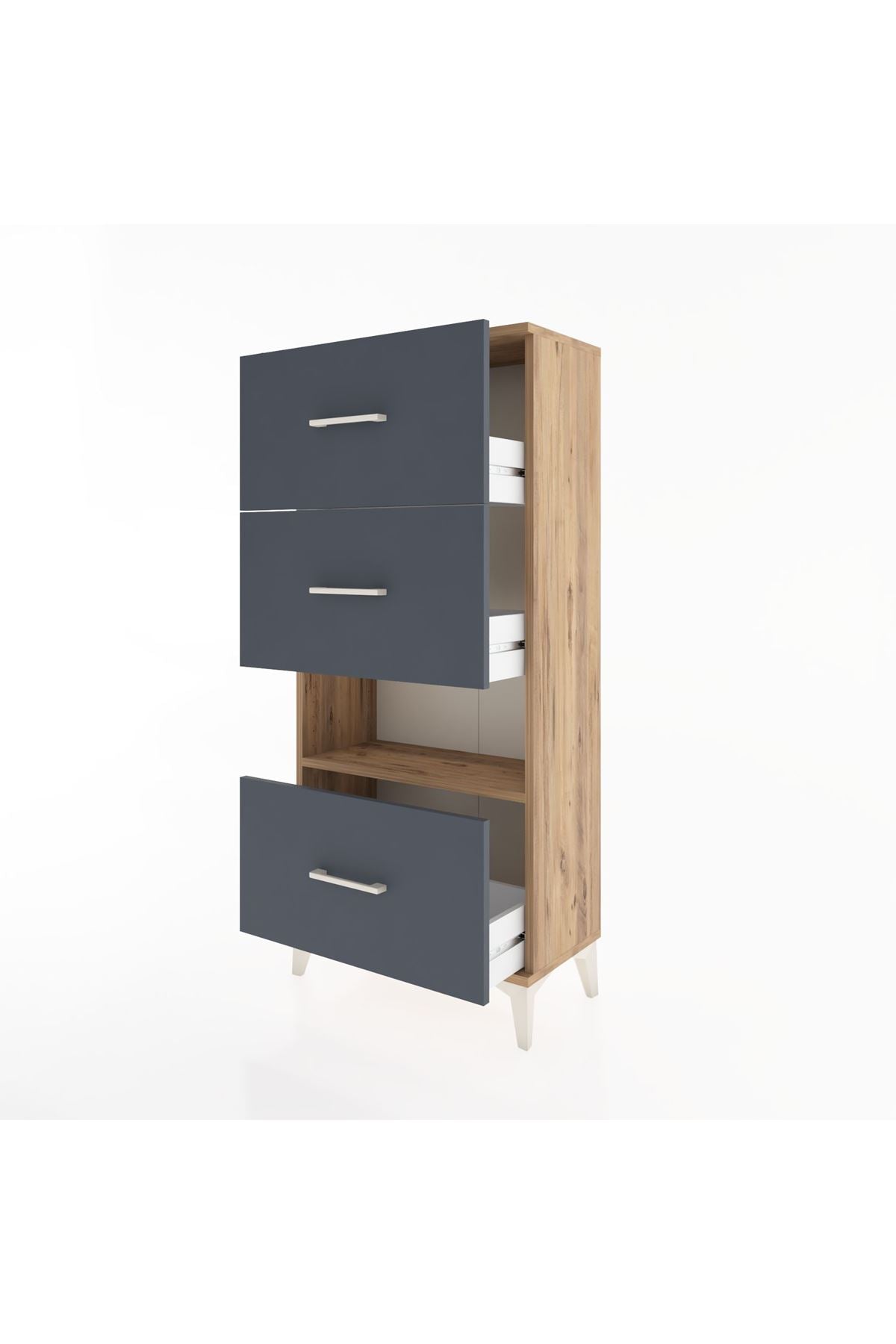 Hyperion Dolap Tek Raflı 3 Çekmeceli 60x44x134 - S50M040V8B