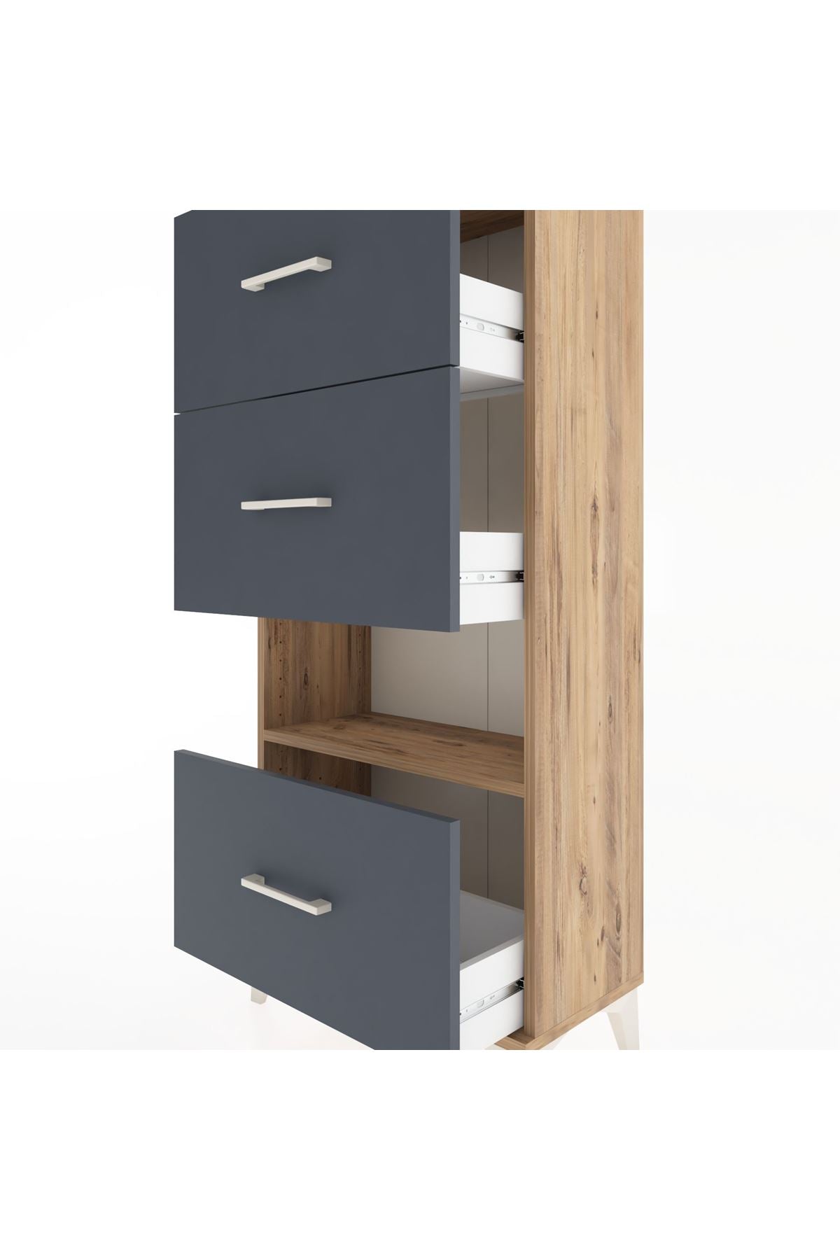 Hyperion Dolap Tek Raflı 3 Çekmeceli 60x44x134 - S50M040V8B