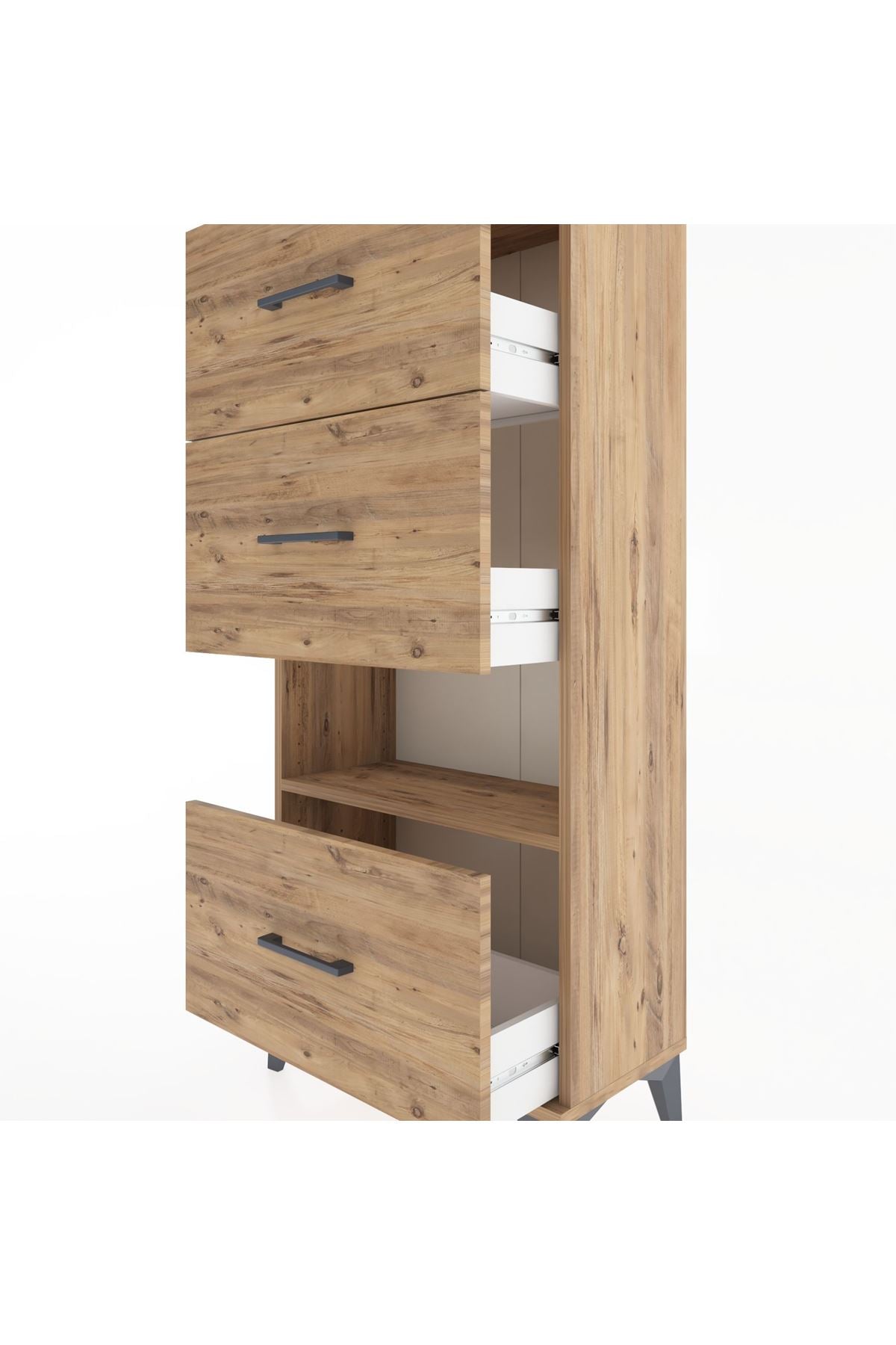 Hyperion Dolap Tek Raflı 3 Çekmeceli 60x44x134 - S50M040V9B