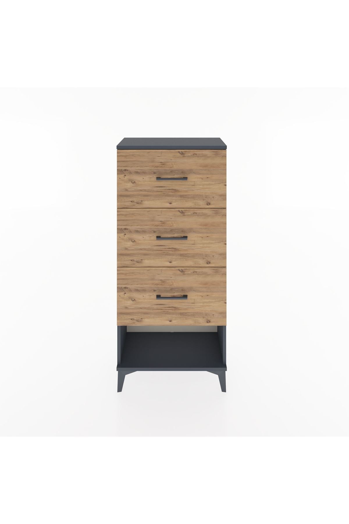 Hyperion Dolap 3 Çekmeceli 60x44x134 Antrasit-Çam