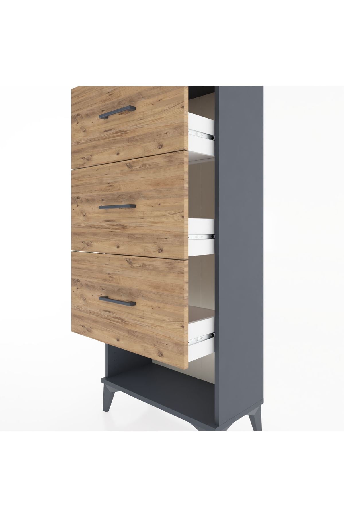 Hyperion Dolap 3 Çekmeceli 60x44x134 Antrasit-Çam