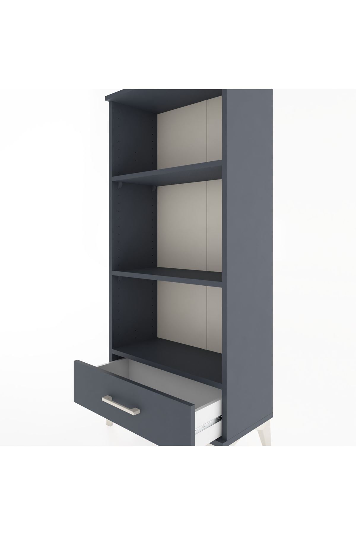 Hyperion Dolap 3 Raflı Tek Çekmeceli 60x44x134 Antrasit-Antrasit