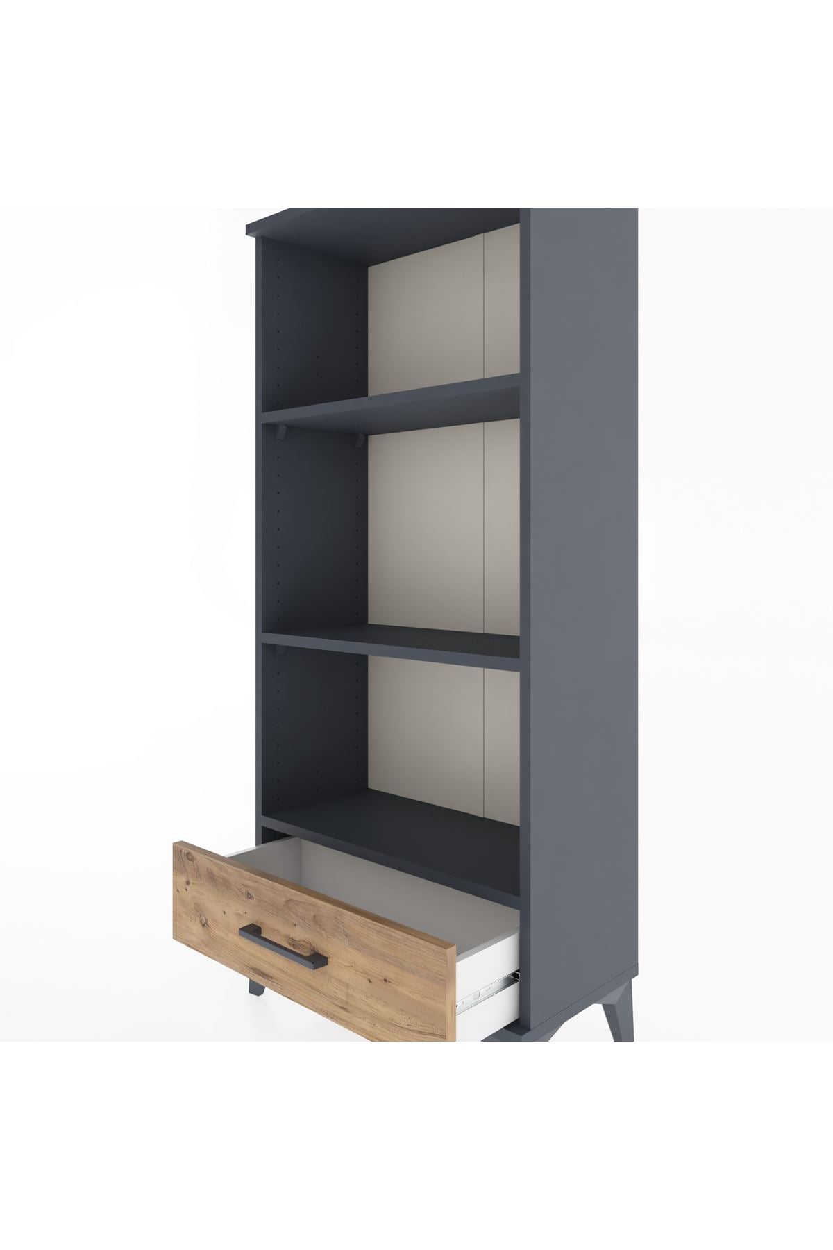 Hyperion Dolap 3 Raflı Tek Çekmeceli 60x44x134 Antrasit-Çam