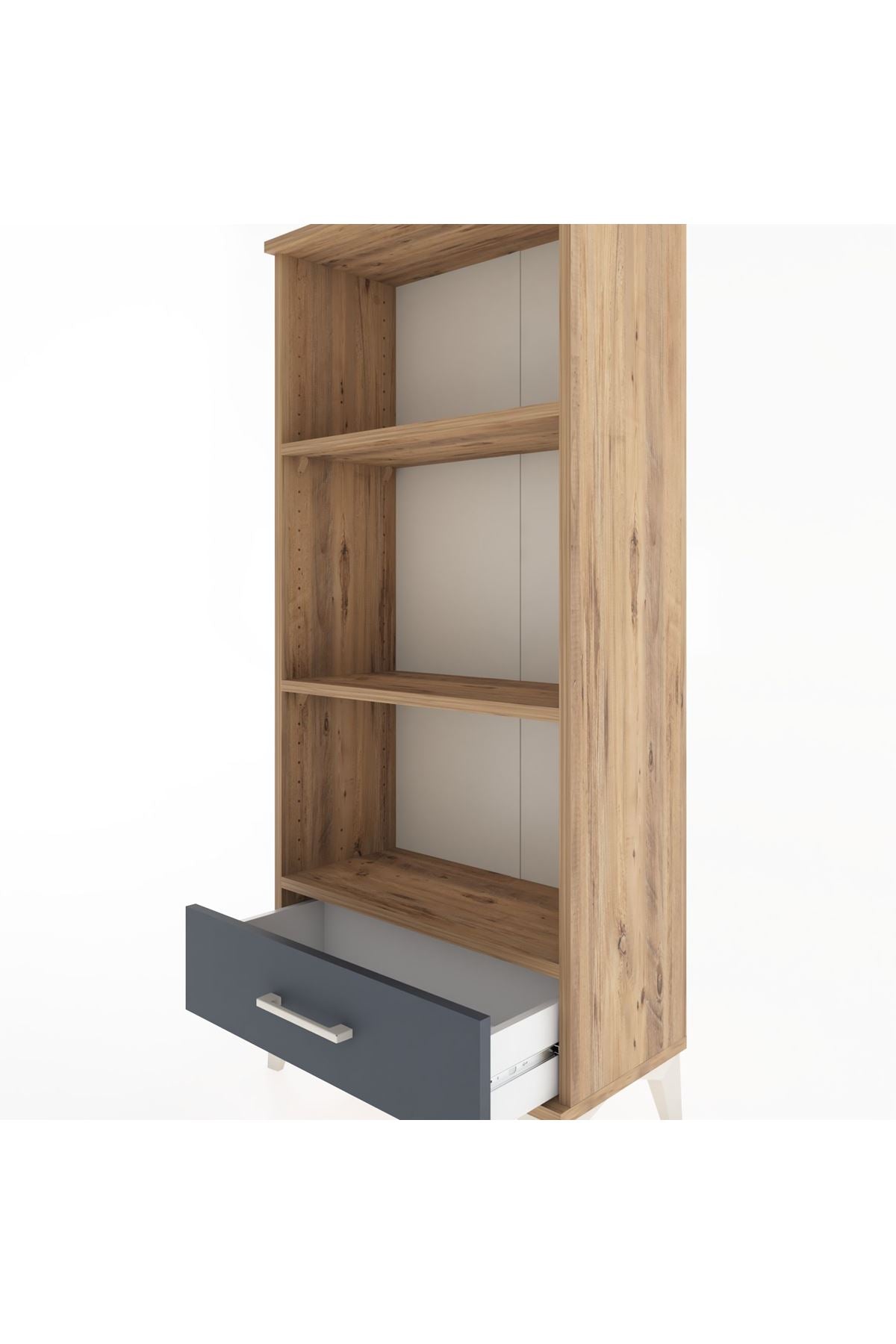 Hyperion Dolap 3 Raflı Tek Çekmeceli 60x44x134 Çam-Antrasit