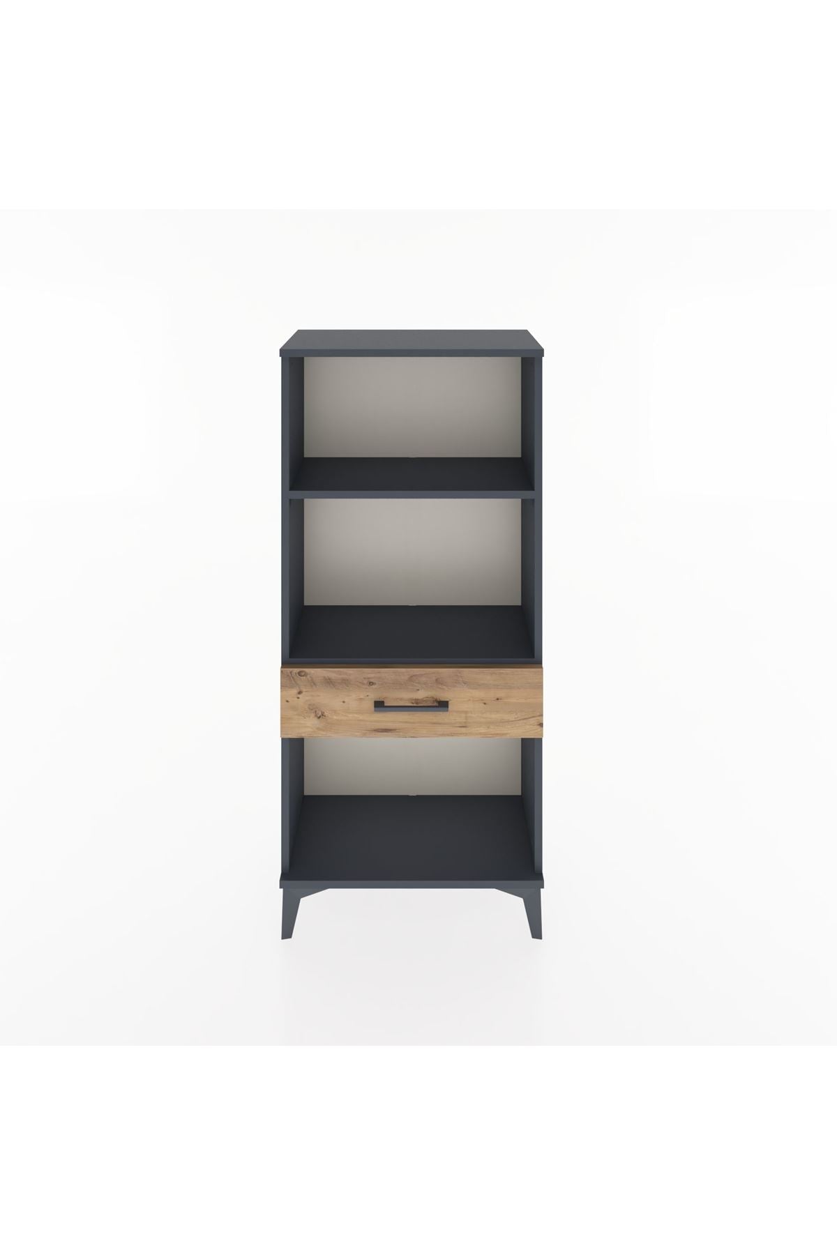 Hyperion Dolap 2 Raflı Tek Çekmeceli 60x44x134 Antrasit-Çam