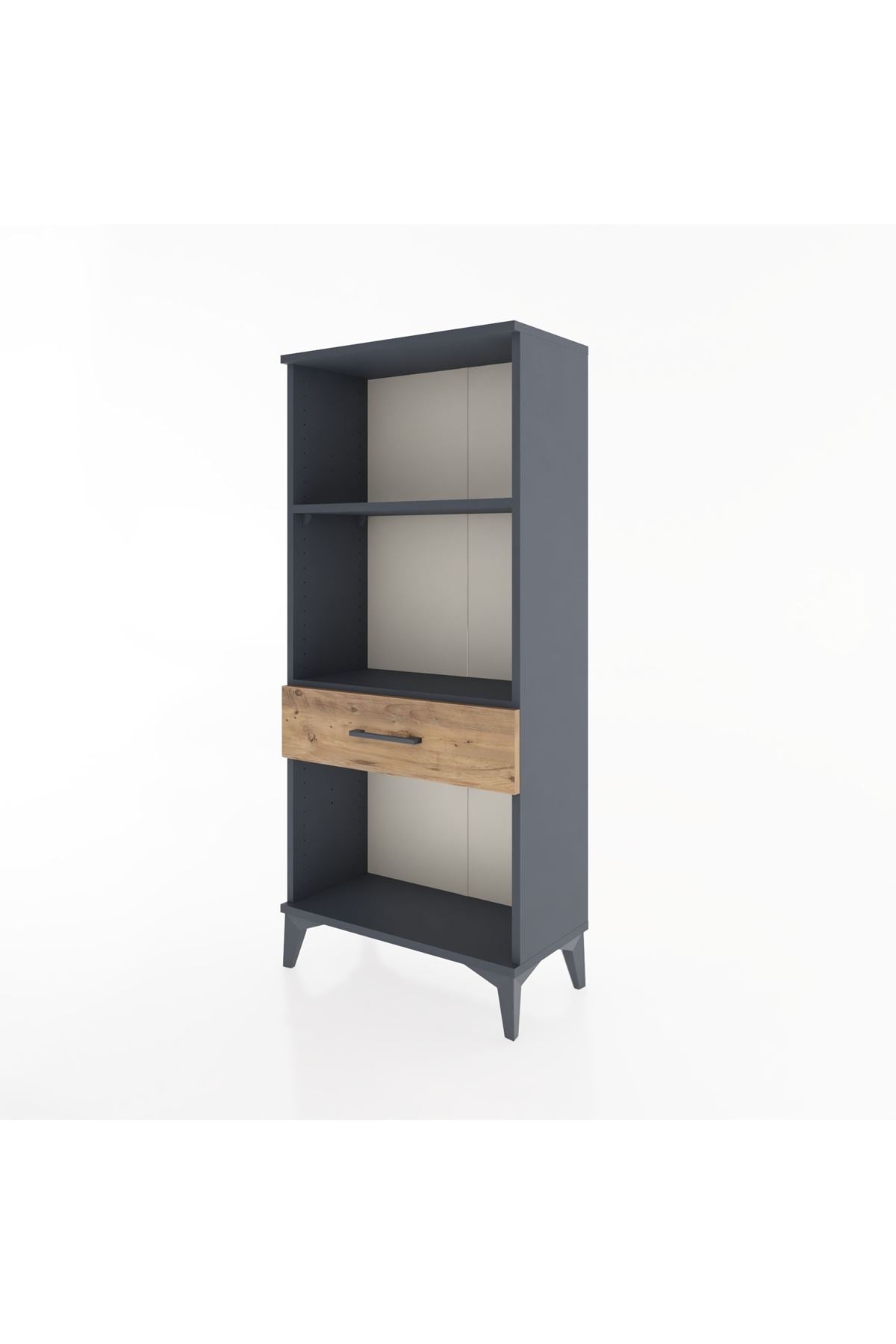 Hyperion Dolap 2 Raflı Tek Çekmeceli 60x44x134 Antrasit-Çam