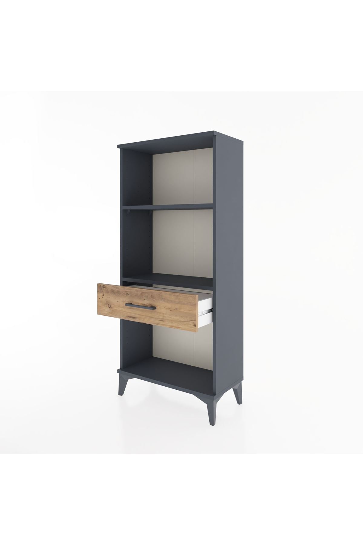 Hyperion Dolap 2 Raflı Tek Çekmeceli 60x44x134 Antrasit-Çam