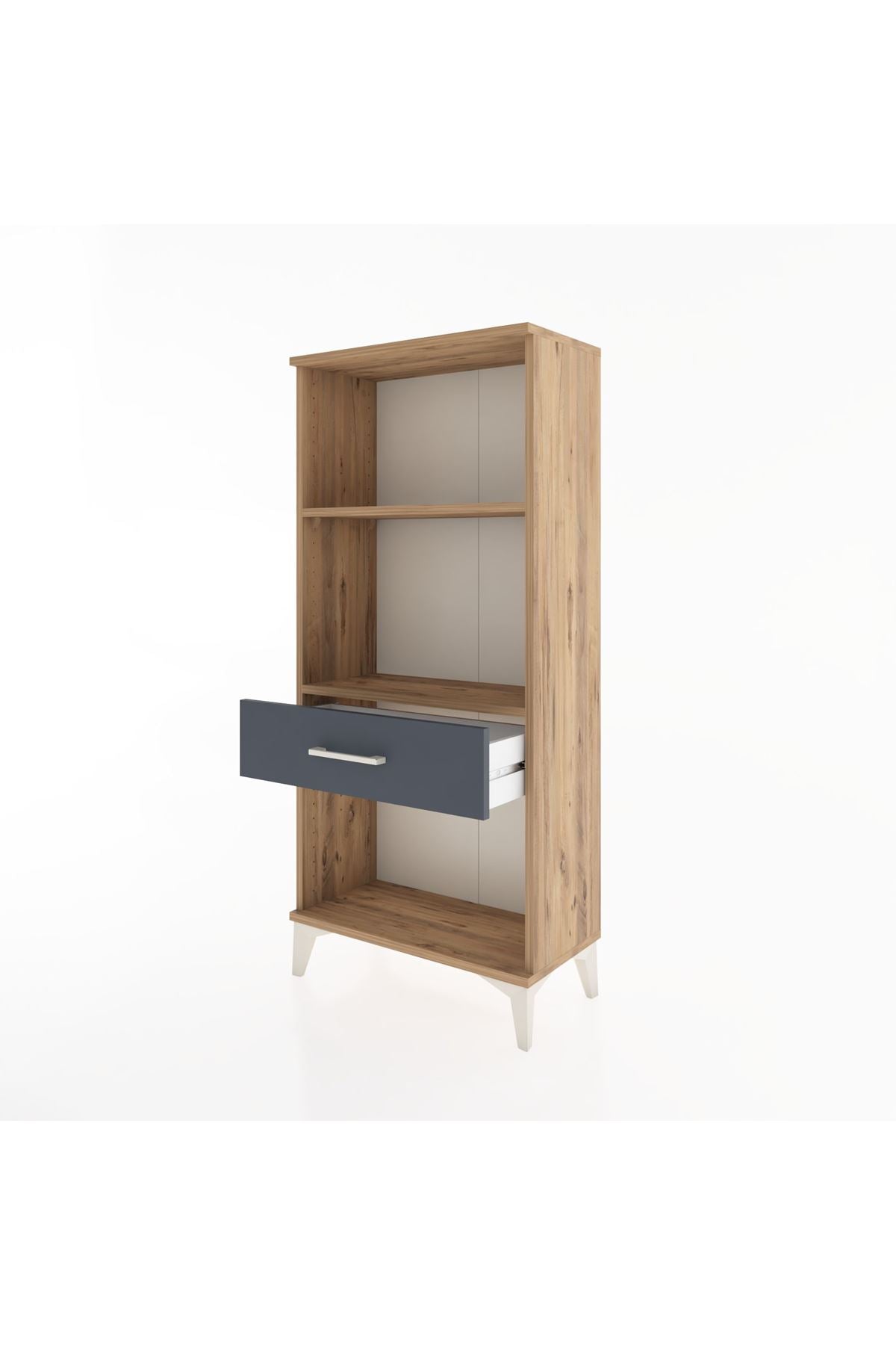 Hyperion Dolap 2 Raflı Tek Çekmeceli 60x44x134 Çam-Antrasit