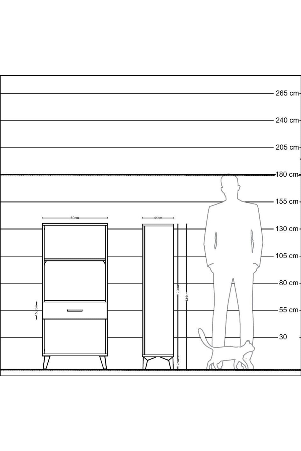 Hyperion Dolap 2 Raflı Tek Çekmeceli 60x44x134 Çam-Antrasit