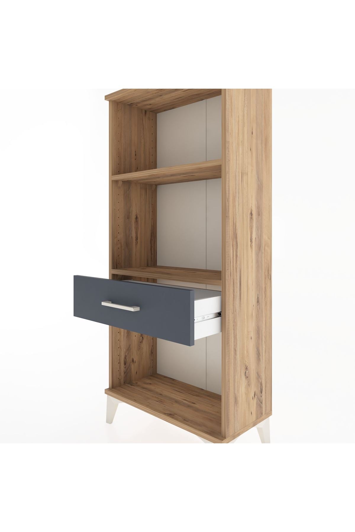 Hyperion Dolap 2 Raflı Tek Çekmeceli 60x44x134 Çam-Antrasit