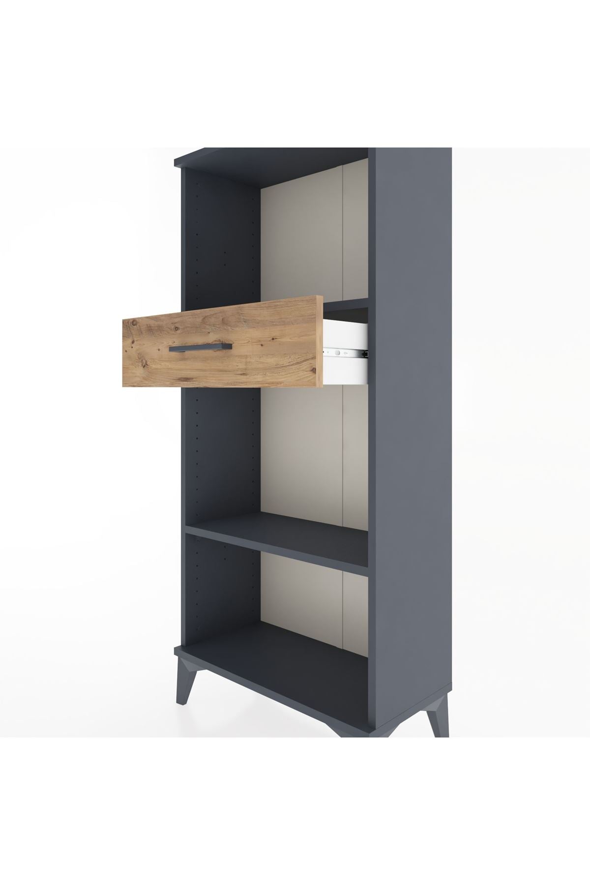 Hyperion Dolap 2 Raflı Tek Çekmeceli 60x44x134 Antrasit-Çam