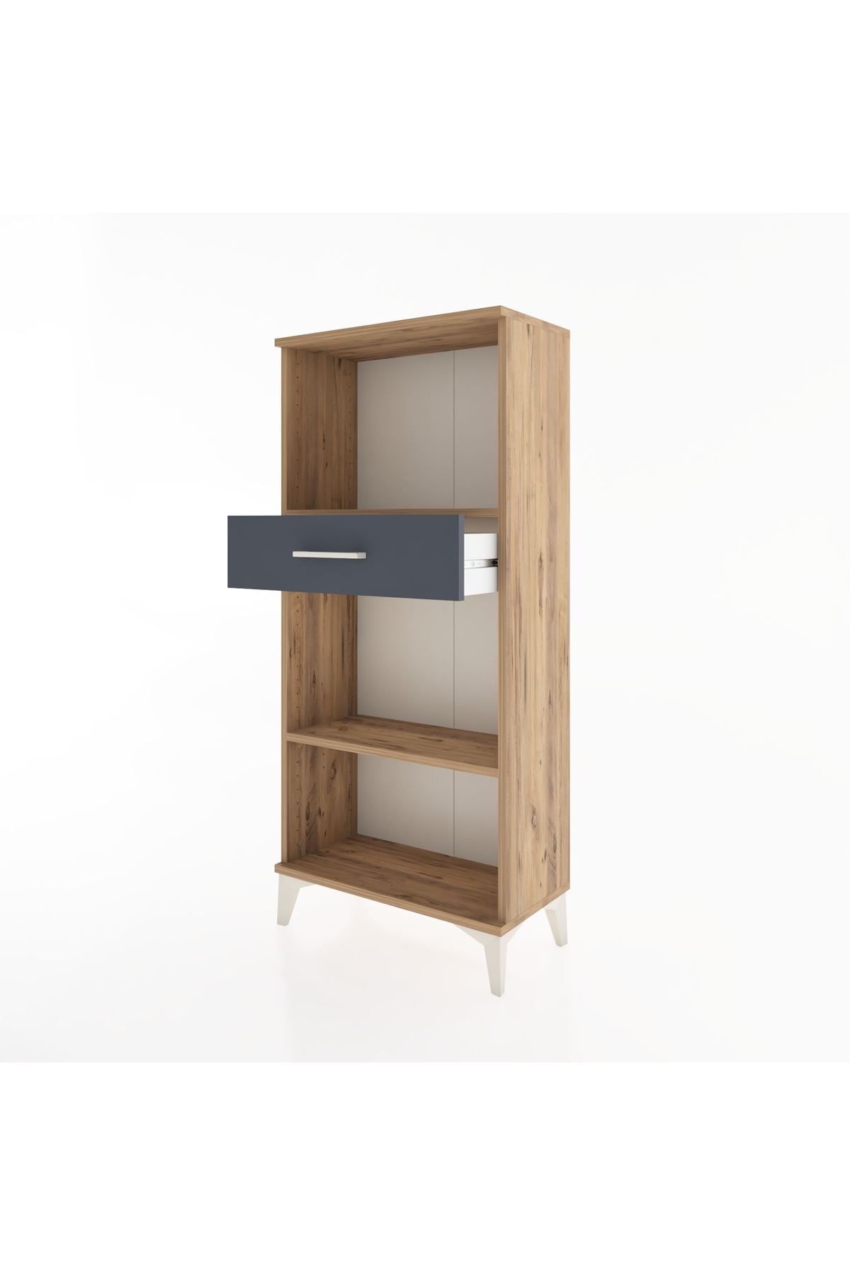 Hyperion Dolap 2 Raflı Tek Çekmeceli 60x44x134 Çam-Antrasit