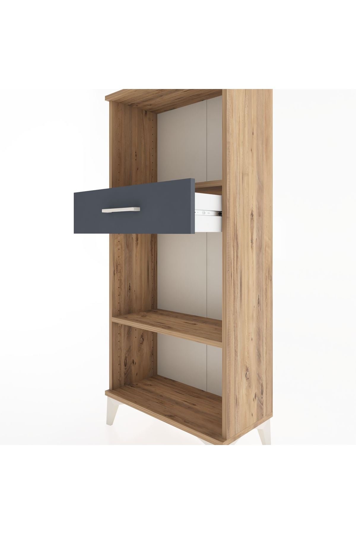 Hyperion Dolap 2 Raflı Tek Çekmeceli 60x44x134 Çam-Antrasit