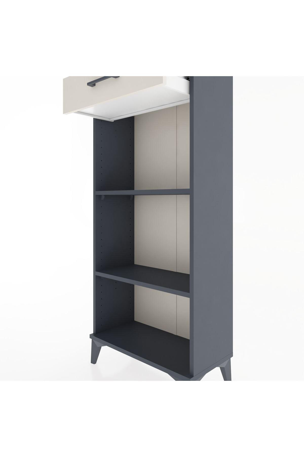 Hyperion Dolap 2 Raflı Tek Çekmeceli 60x44x134 Antrasit-Aytaşı