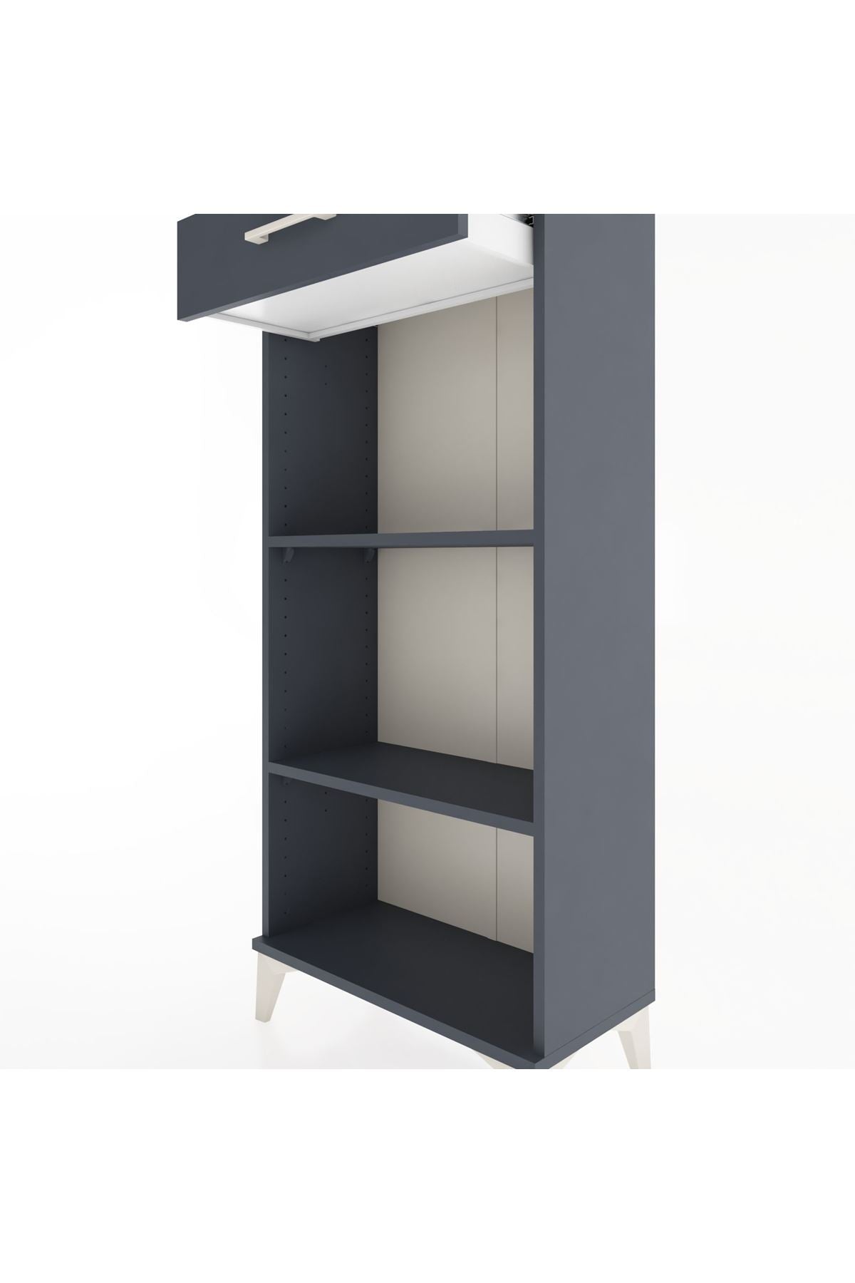 Hyperion Dolap 2 Raflı Tek Çekmeceli 60x44x134 Antrasit-Antrasit